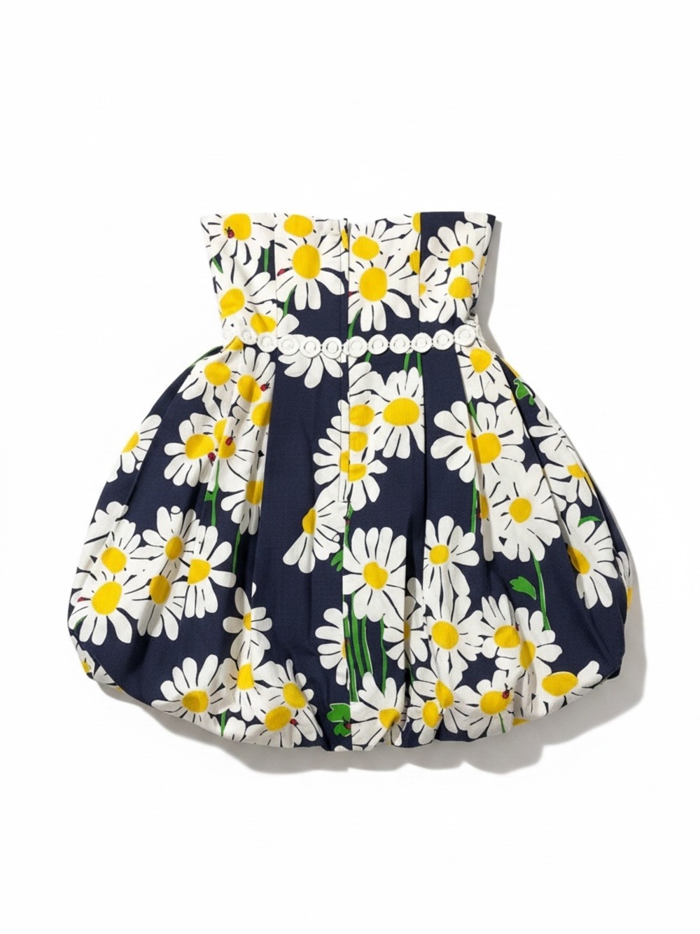 Lilly Pulitzer Strapless Dress Womens 0‎ Navy Blue Daisy Floral Bubble Hem - Picture 3 of 8